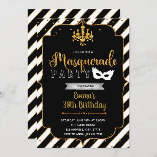 masquerade ball party-uitnodiging kaart (Voorkant / Achterkant)