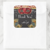 Masquerade Ball Red Gold Peacock Verjaardag Sticke Vierkante Sticker (Tas)
