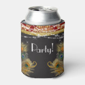 Masquerade Ball Red Gold Peacock Verjaardagsfeestj Blikjeskoeler (Blikje Voorkant)