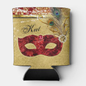 Masquerade Ball Red Gold Peacock Verjaardagsfeestj Blikjeskoeler (Achterkant)