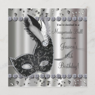 Masquerade Ball Silver Black Party - Uitnodiging