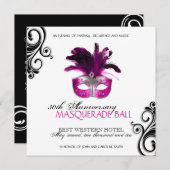 Masquerade Ball-uitnodiging Kaart (Voorkant / Achterkant)
