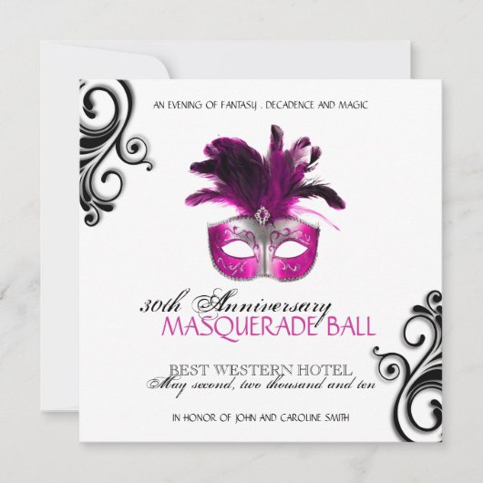 Masquerade Ball-uitnodiging Kaart (Voorkant)