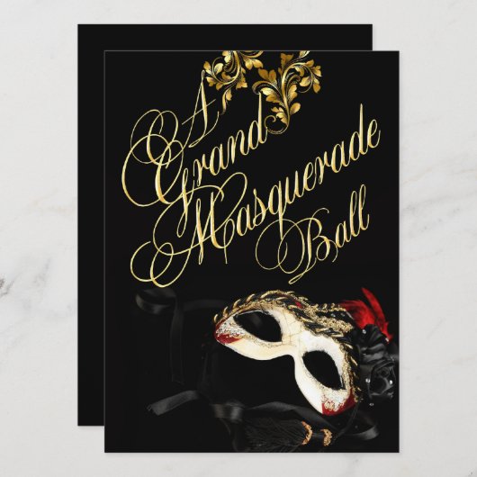 Masquerade Ball-uitnodiging Kaart (Voorkant / Achterkant)