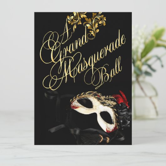 Masquerade Ball-uitnodiging Kaart (Staand voorkant)