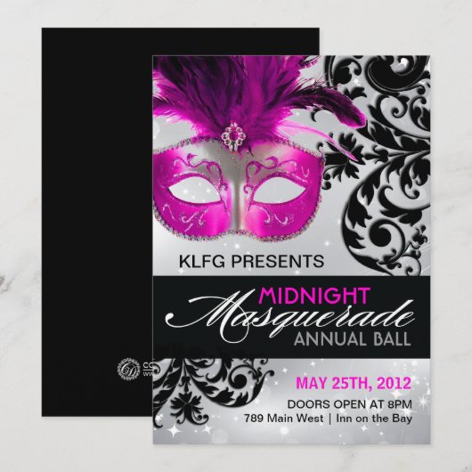 Masquerade Ball-uitnodiging - VOLLEDIG  Kaart (Voorkant / Achterkant)