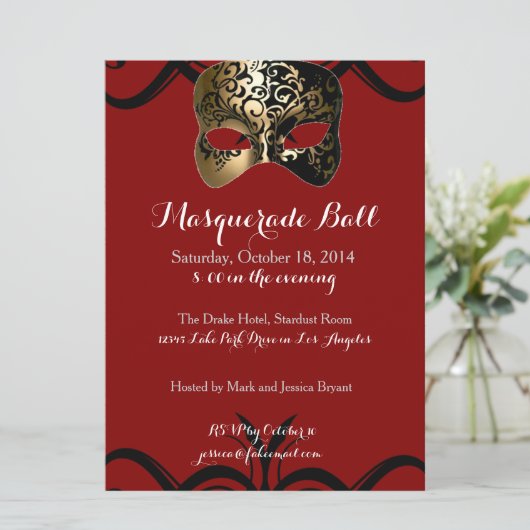 Masquerade Ball-uitnodigingen Kaart (Staand voorkant)