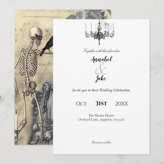 Masquerade Ball Wedding Kaart (Voorkant / Achterkant)