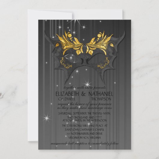 Masquerade Ball Wedding Uitnodiging (Voorkant)
