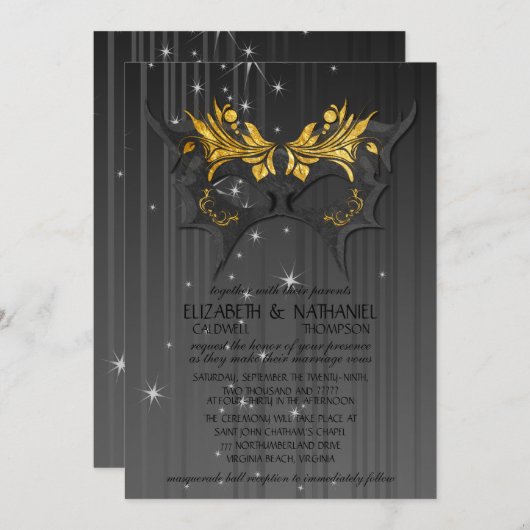 Masquerade Ball Wedding Uitnodiging (Voorkant / Achterkant)