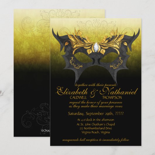 Masquerade Ball Wedding Uitnodiging (Voorkant / Achterkant)