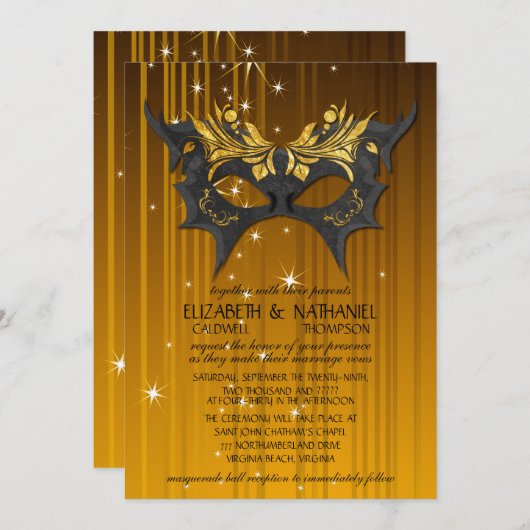 Masquerade Ball Wedding Uitnodiging (Voorkant / Achterkant)