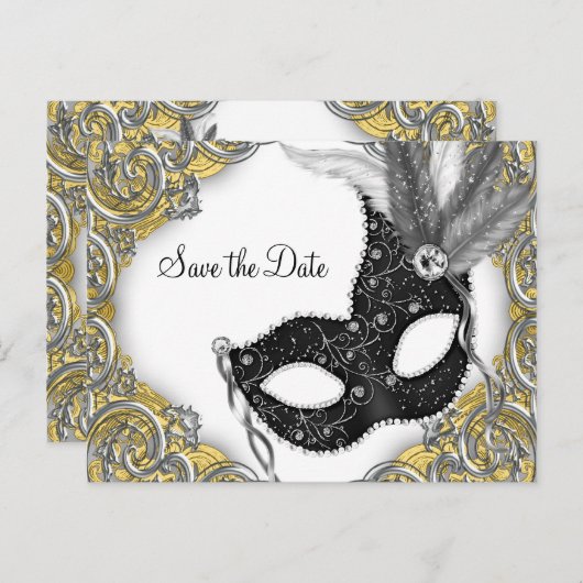 Masquerade Bewaar de datum Aankondigingskaart (Voorkant / Achterkant)