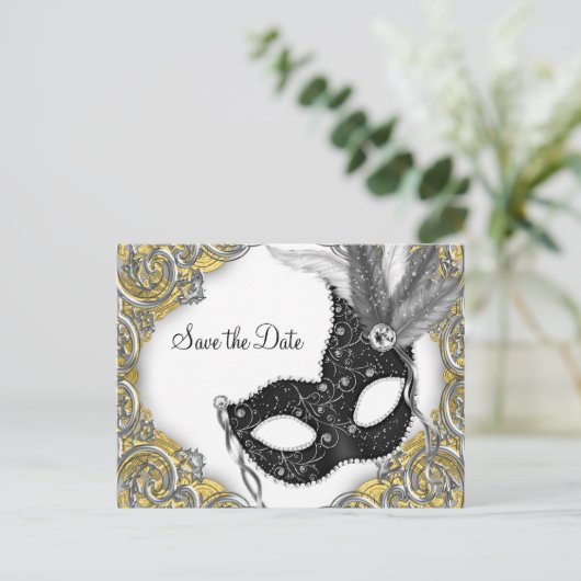 Masquerade Bewaar de datum Aankondigingskaart (Staand voorkant)