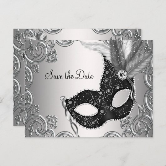 Masquerade Bewaar de datum Aankondigingskaart (Voorkant / Achterkant)