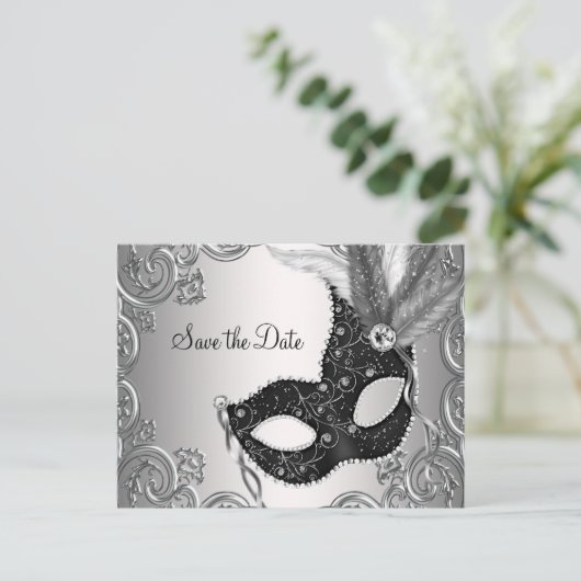 Masquerade Bewaar de datum Aankondigingskaart (Staand voorkant)