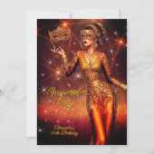 Masquerade Birthday Gold Copper Stunning Dress Kaart (Voorkant)