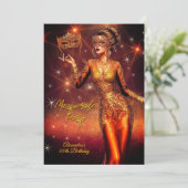Masquerade Birthday Gold Copper Stunning Dress Kaart (Staand voorkant)
