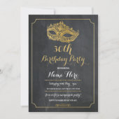 MASQUERADE Birthday Party Gold Mask Invite 30th 40 Kaart (Voorkant)