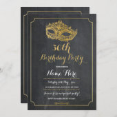 MASQUERADE Birthday Party Gold Mask Invite 30th 40 Kaart (Voorkant / Achterkant)