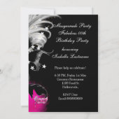 Masquerade Birthday Party Hot Pink Masker Black Kaart (Achterkant)