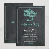 MASQUERADE Birthday Party Mint Mask nodigt 40th 30 Kaart (Voorkant / Achterkant)