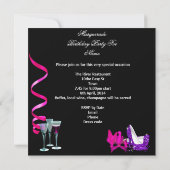 Masquerade Birthday Party Paarse roze Stiletto Kaart (Achterkant)
