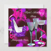 Masquerade Birthday Party Paarse roze Stiletto Kaart (Voorkant)