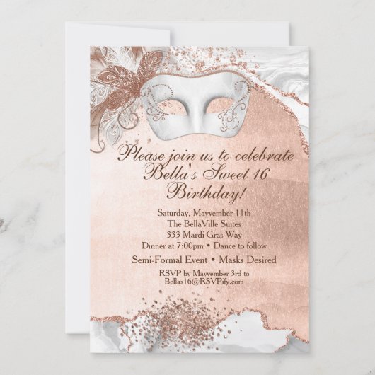 Masquerade Birthday Party-uitnodigingen Kaart (Achterkant)