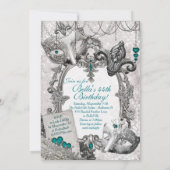 Masquerade Birthday Party-uitnodigingen Kaart (Achterkant)