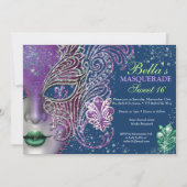 Masquerade Birthday Party-uitnodigingen Kaart (Voorkant)