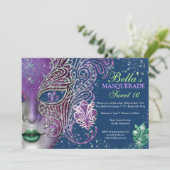 Masquerade Birthday Party-uitnodigingen Kaart (Staand voorkant)