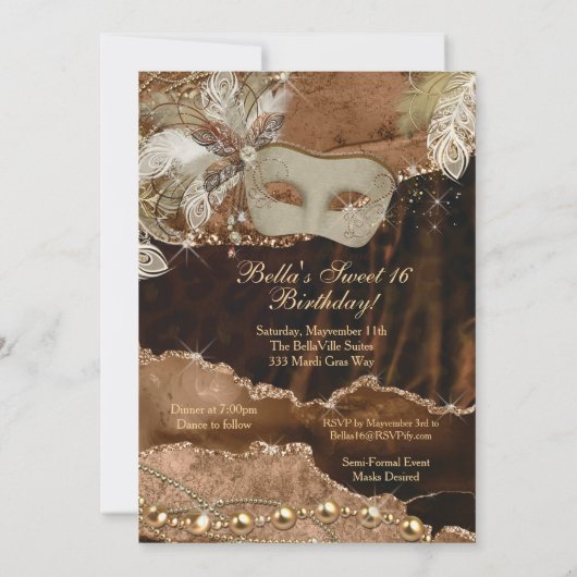 Masquerade Birthday Party-uitnodigingen Kaart (Achterkant)