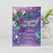 Masquerade Birthday Party-uitnodigingen Kaart (Staand voorkant)