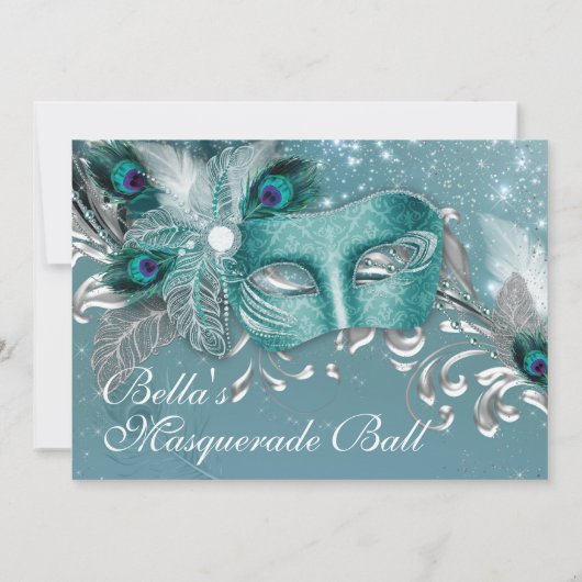 Masquerade Birthday Party-uitnodigingen Kaart (Achterkant)