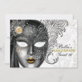 Masquerade Birthday Party-uitnodigingen Kaart (Achterkant)