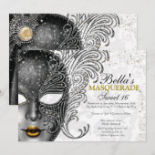 Masquerade Birthday Party-uitnodigingen Kaart (Voorkant / Achterkant)
