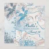 Masquerade Birthday Party-uitnodigingen Kaart (Voorkant / Achterkant)