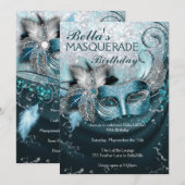 Masquerade Birthday Party-uitnodigingen Kaart (Voorkant / Achterkant)