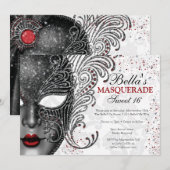 Masquerade Birthday Party-uitnodigingen Kaart (Voorkant / Achterkant)