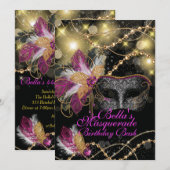 Masquerade Birthday Party-uitnodigingen Kaart (Voorkant / Achterkant)