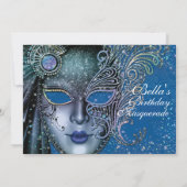 Masquerade Birthday Party-uitnodigingen Kaart (Achterkant)