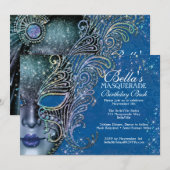Masquerade Birthday Party-uitnodigingen Kaart (Voorkant / Achterkant)