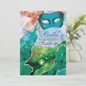 Masquerade Birthday Party-uitnodigingen Kaart (Staand voorkant)