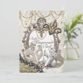 Masquerade Birthday Party-uitnodigingen Kaart (Staand voorkant)