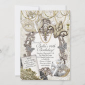Masquerade Birthday Party-uitnodigingen Kaart (Achterkant)