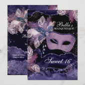 Masquerade Birthday Party-uitnodigingen Kaart (Voorkant / Achterkant)