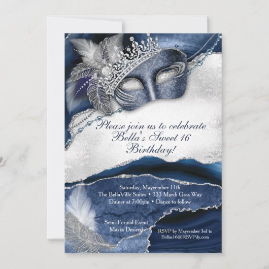 Masquerade Birthday Party-uitnodigingen Kaart (Achterkant)