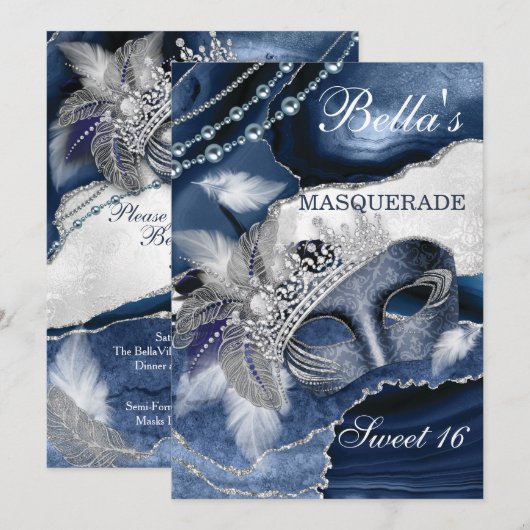 Masquerade Birthday Party-uitnodigingen Kaart (Voorkant / Achterkant)