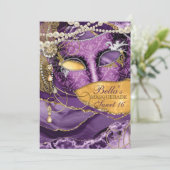 Masquerade Birthday Party-uitnodigingen Kaart (Staand voorkant)